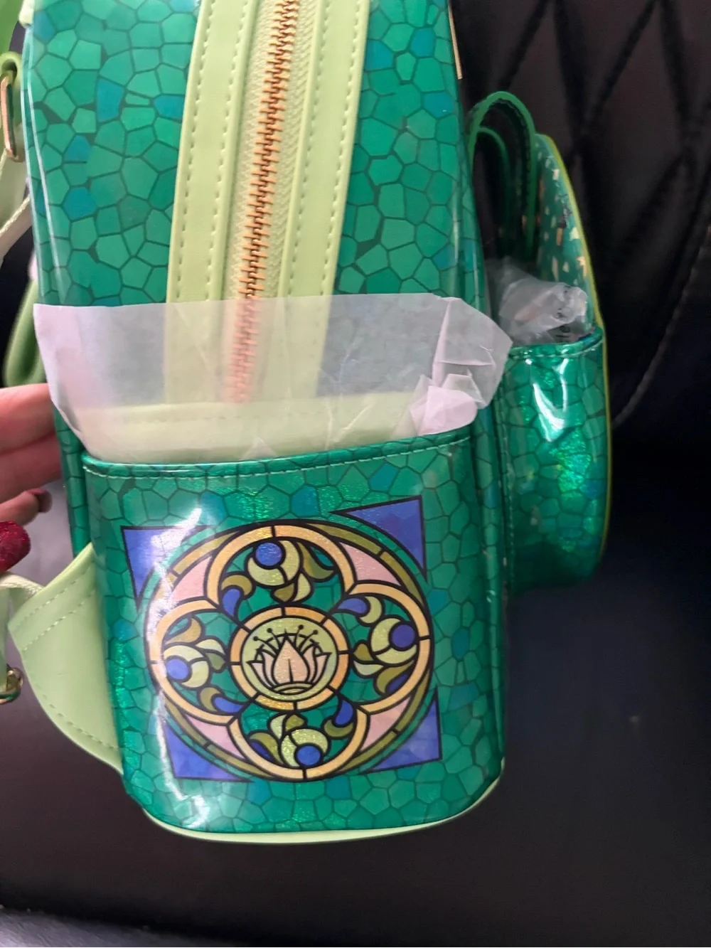 Loungefly Green Tiana Stained Glass Mini Backpack